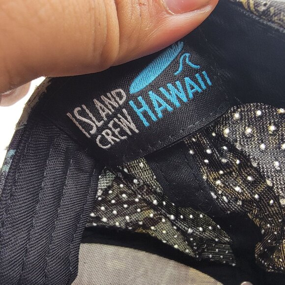 Island Crew Hawaii Adults Snapback Cap With Hawaiian Print Black Visor - Picture 5 of 10